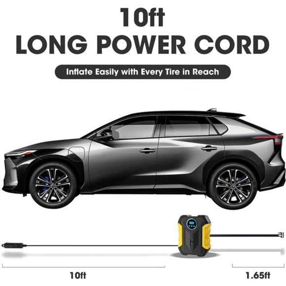 Digital Air Compressor for Car Auto Pump Portable Tire Inflator with LED Light - Picture 5 of 7